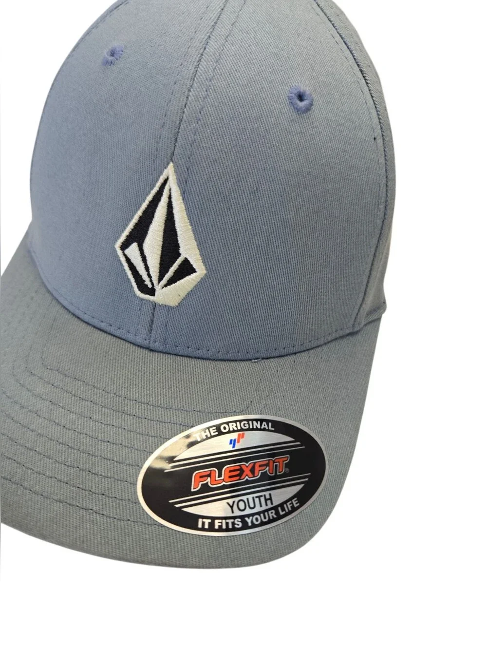 🧢 Volcom Youth Flexfit Baseball Cap Gray Stretch Fit NWT